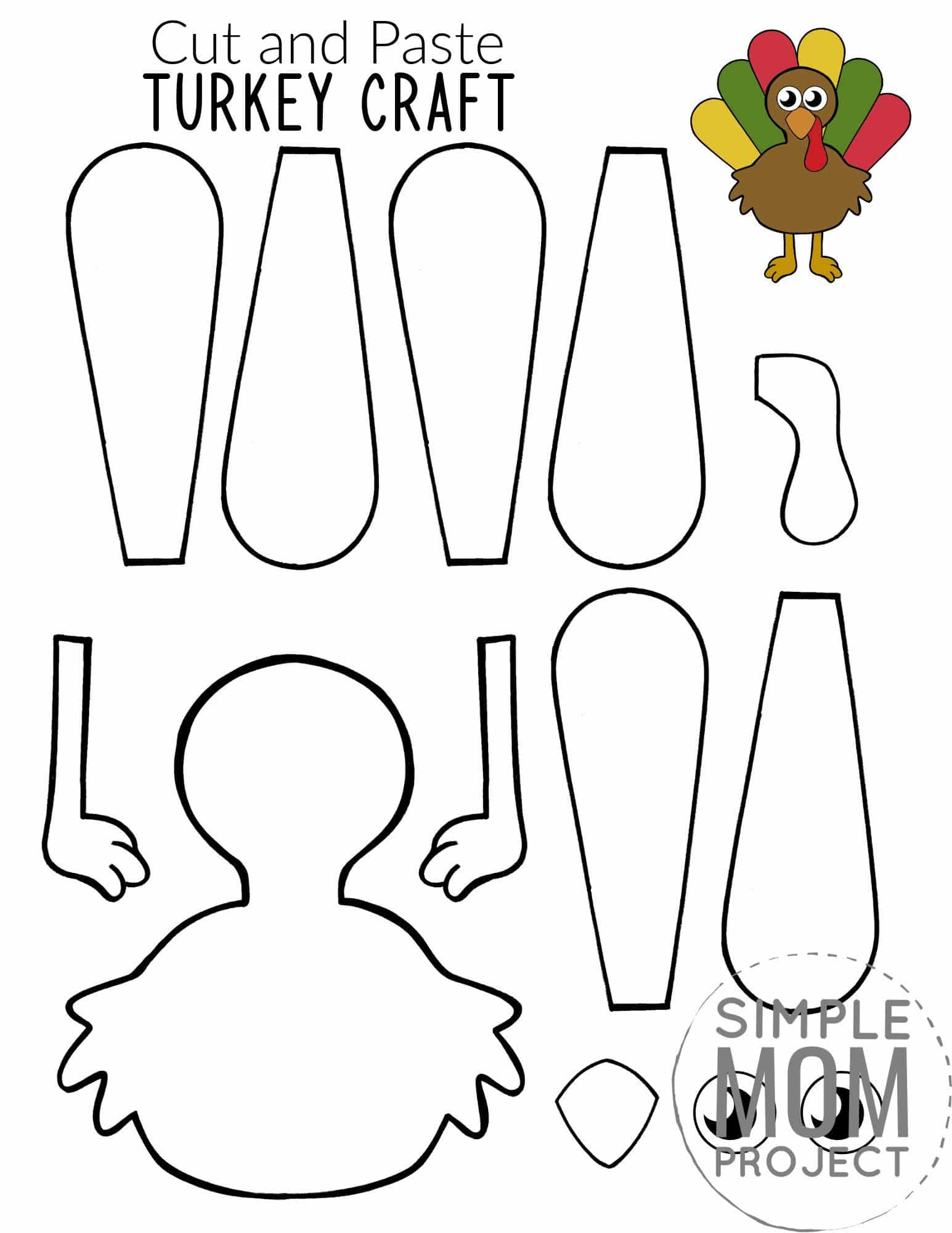 cut and paste turkey craft for kids with free template